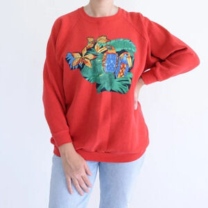 Vintage Fruit Of The Loom Red Toucan Bird  Crewneck Sweater Size XL